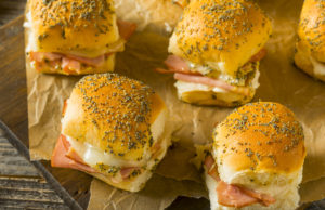 Herb-Garlic, Hot Ham, And Cheese Melts Hawaiian Ham and Cheese Buns with Mayo and Poppy Seeds