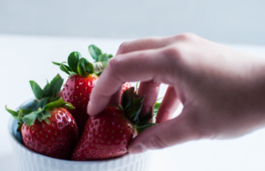 Strawberry Pretzel Dessert strawberries in a bowl