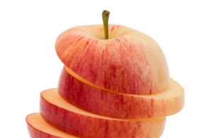 Apple Salsa Red sliced apple isolated on white background cutout