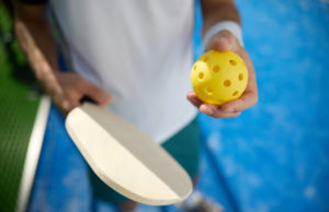 Don’t Let Them Pick On You Close up of athletic man playing pickleball.
