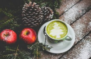 Winter Sports Nutrition Tips Green tea latte and apples