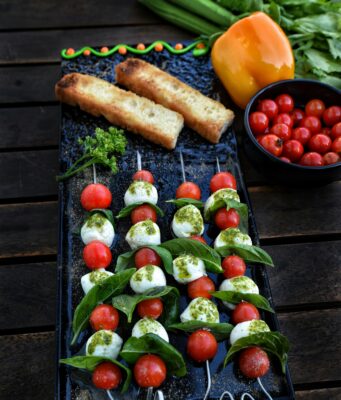 Caprese Skewers with Balsamic Drizzle caprese skewers