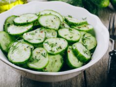 Cucumber Salad Cucumber salad. Fresh green cucumbers and dill salad bowl with olive oil
