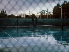 When Will The Courts Be Playable? rain-soaked tennis court