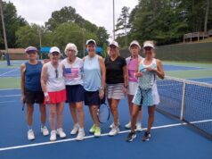 Roswell Park’s Senior Women L-R: Carol Schultz, Frankye Hajj (Captain), Jan Bachman, Teri Korfas (Co-Captain), Darline Cohen, Martha Jane Mason, and Cressa Rogler.