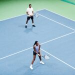 Couple at Tennis Practice Minimal